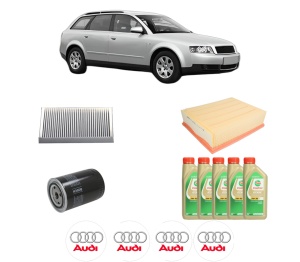 Set Pachet filtre revizie Bosch, 5 litrii ulei Castrol 5W30 AUDI A4 B6 Avant (8E5) 1.8 T din 2001-2002, 4x Stickere auto cu AUDI - Img 2
