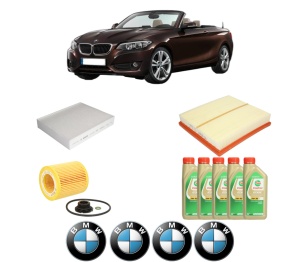 Set Pachet filtre revizie Bosch, 5 litrii ulei Castrol 5W30 BMW Seria 2 Convertible (F23) 228 i din 2014-2016, 4x Stickere auto cu BMW - Img 2