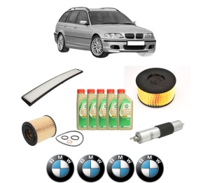 Set Pachet filtre revizie Bosch, 5 litrii ulei Castrol 5W30 BMW Seria 3 Touring (E46) 318 i din 2001-2005, 4x Stickere auto cu BMW - Img 2