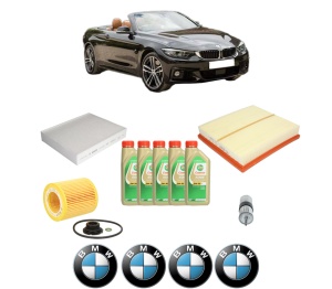 Set Pachet filtre revizie Bosch, 5 litrii ulei Castrol 5W30 BMW Seria 4 Convertible (F33, F83) 428 i din 2013-2017, 4x Stickere auto cu BMW - Img 2