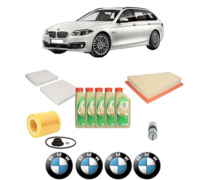 Set Pachet filtre revizie Bosch, 5 litrii ulei Castrol 5W30 BMW Seria 5 Touring (F11) 520 i din 2010-2017, 4x Stickere auto cu BMW - Img 2