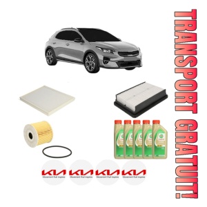 Set Pachet filtre revizie Bosch, 5 litrii ulei Castrol 5W30 KIA XCEED Van (CD) 1.6 CRDI din 2019, 4x Stickere auto cu KIA