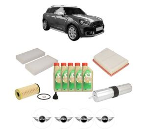 Set Pachet filtre revizie Bosch, 5 litrii ulei Castrol 5W30 MINI MINI COUNTRYMAN (F60) Cooper D ALL4 din 2016, 4x Stickere auto cu MINI - Img 2