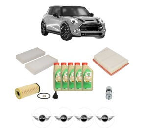 Set Pachet filtre revizie Bosch, 5 litrii ulei Castrol 5W30 MINI MINI (F56) One First din 2017, 4x Stickere auto cu MINI - Img 2