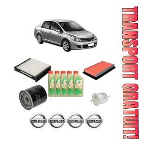 Set Pachet filtre revizie Bosch, 5 litrii ulei Castrol 5W30 NISSAN TIIDA Saloon (SC11) 1.6 (C11L) din 2007-2012, 4x Stickere auto cu NISSAN