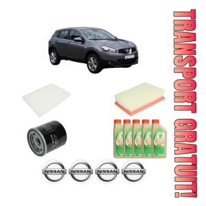 Set Pachet filtre revizie Bosch, 5 litrii ulei Castrol 5W30 NISSAN QASHQAI I VAN (J10) 1.6 CVTC din 2013-2014, 4x Stickere auto cu NISSAN