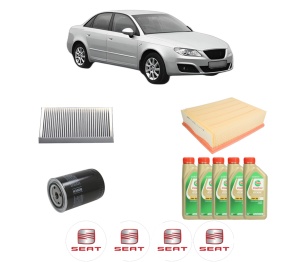 Set Pachet filtre revizie Bosch, 5 litrii ulei Castrol 5W30 SEAT EXEO (3R2) 1.8 T din 2008-2010, 4x Stickere auto cu SEAT - Img 2