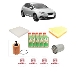 Set Pachet filtre revizie Bosch, 5 litrii ulei Castrol 5W30 SEAT IBIZA IV (6J5, 6P1) 1.9 TDI din 2008-2010, 4x Stickere auto cu SEAT - Img 2