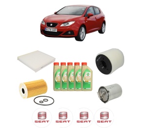 Set Pachet filtre revizie Bosch, 5 litrii ulei Castrol 5W30 SEAT IBIZA IV Hatchback Van (6J1) 1.6 TDI din 2009-2015, 4x Stickere auto cu SEAT - Img 2