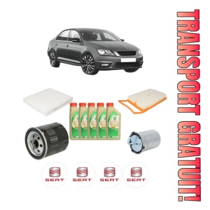 Set Pachet filtre revizie Bosch, 5 litrii ulei Castrol 5W30 SEAT TOLEDO IV (KG3) 1.4 TDI din 2015-2019, 4x Stickere auto cu SEAT