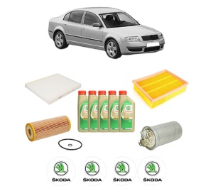 Set Pachet filtre revizie Bosch, 5 litrii ulei Castrol 5W30 SKODA SUPERB I (3U4) 1.9 TDI din 2007-2008, 4x Stickere auto cu SKODA - Img 2