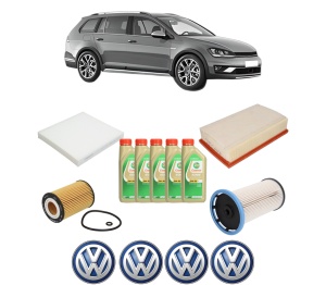 Set Pachet filtre revizie Bosch, 5 litrii ulei Castrol 5W30 Volkswagen GOLF ALLTRACK VII Variant (BA5, BV5) 1.6 TDI 4motion din 2014-2017, 4x Stickere auto cu Volkswagen - Img 2