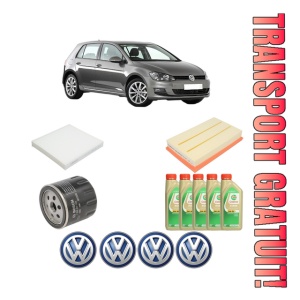 Set Pachet filtre revizie Bosch, 5 litrii ulei Castrol 5W30 Volkswagen GOLF VII (5G1, BQ1, BE1, BE2) 1.5 TSI din 2017-2020, 4x Stickere auto cu Volkswagen