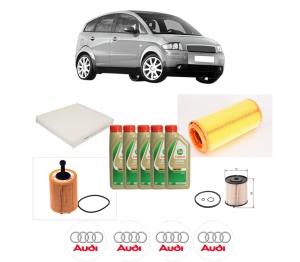 Set Pachet filtre revizie Bosch, 5 litrii ulei Castrol 5W40 AUDI A2 (8Z0) 1.4 TDI din 2003-2005, 4x Stickere auto cu AUDI - Img 2
