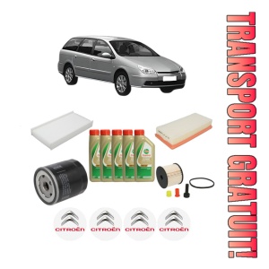Set Pachet filtre revizie Bosch, 5 litrii ulei Castrol 5W40 CITROEN C5 II Break (RE_) 2.2 HDi (RE4HXE) din 2004-2006, 4x Stickere auto cu CITROEN