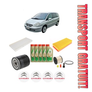 Set Pachet filtre revizie Bosch, 5 litrii ulei Castrol 5W40 CITROEN C8 Van (EA_, EB_) HDi (EB4HWB) din 2003-2006, 4x Stickere auto cu CITROEN
