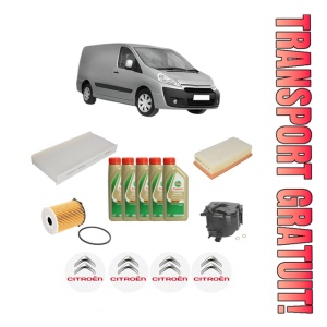 Set Pachet filtre revizie Bosch, 5 litrii ulei Castrol 5W40 CITROEN JUMPY II Van 1.6 HDi 90 16V din 2007-2016, 4x Stickere auto cu CITROEN