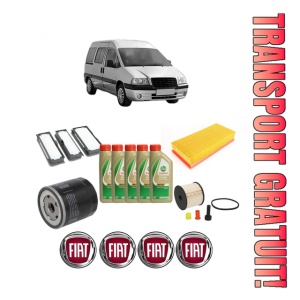 Set Pachet filtre revizie Bosch, 5 litrii ulei Castrol 5W40 FIAT SCUDO Platform/Chassis (220_) 2.0 JTD din 2002-2006, 4x Stickere auto cu FIAT
