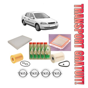 Set Pachet filtre revizie Bosch, 5 litrii ulei Castrol 5W40 OPEL ASTRA G Saloon (T98) 1.7 CDTI (F69) din 2003-2009, 4x Stickere auto cu OPEL