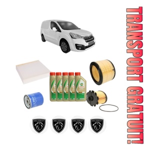 Set Pachet filtre revizie Bosch, 5 litrii ulei Castrol 5W40 PEUGEOT PARTNER ORIGIN MPV (G_) 1.9 D din 2008-2013, 4x Stickere auto cu PEUGEOT