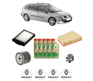 Set Pachet filtre revizie Bosch, 5 litrii ulei Castrol 5W40 RENAULT MEGANE II Estate (KM0/1_) 1.5 dCi (KM1F) din 2005-2009, 4x Stickere auto cu RENAULT - Img 2