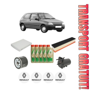 Set Pachet filtre revizie Bosch, 5 litrii ulei Castrol 5W40 RENAULT CLIO II Hatchback Van (SB0/1/2_) 1.5 dCi (SB3M) din 2005-2010, 4x Stickere auto cu RENAULT