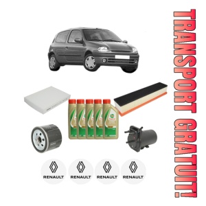 Set Pachet filtre revizie Bosch, 5 litrii ulei Castrol 5W40 RENAULT CLIO II (BB_, CB_) 1.5 dCi (BB3N, CB3N) din 2007-2009, 4x Stickere auto cu RENAULT