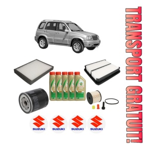 Set Pachet filtre revizie Bosch, 5 litrii ulei Castrol 5W40 SUZUKI GRAND VITARA I (FT, HT) 2.0 HDI 110 16V 4x4 (SQ420D, TD83V, JA420WD) din 2001-2005, 4x Stickere auto cu SUZUKI