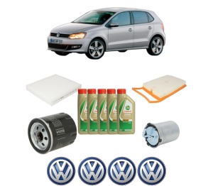 Set Pachet filtre revizie Bosch, 5 litrii ulei Castrol 5W40 Volkswagen POLO Van V (6R1, 6C1) 1.4 TDI din 2014-2017, 4x Stickere auto cu Volkswagen - Img 2