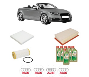 Set Pachet filtre revizie Bosch, 6 litrii ulei Castrol 0W20 AUDI A3 Convertible (8V7, 8VE) 40 TFSI din 2018-2020, 4x Stickere auto cu AUDI - Img 2