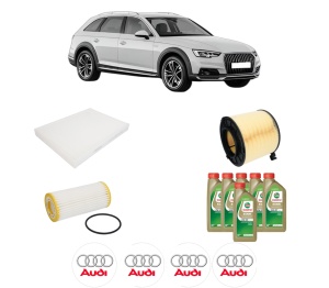 Set Pachet filtre revizie Bosch, 6 litrii ulei Castrol 0W20 AUDI A4 Allroad B9 (8WH, 8WJ) 45 TFSI Mild Hybrid quattro din 2020, 4x Stickere auto cu AUDI - Img 2