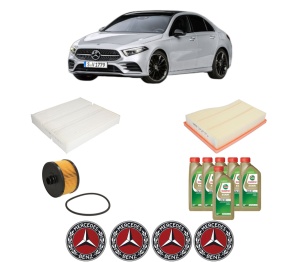 Set Pachet filtre revizie Bosch, 6 litrii ulei Castrol 0W20 MERCEDES-BENZ A-CLASS Saloon (V177) A 200 (177.187) din 2018, 4x Stickere auto cu MERCEDES-BENZ - Img 2