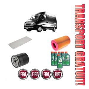 Set Pachet filtre revizie Bosch, 6 litrii ulei Castrol 10W40 FIAT DUCATO Van (244_) 2.0 LPG din 2002-2006, 4x Stickere auto cu FIAT