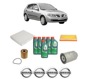 Set Pachet filtre revizie Bosch, 6 litrii ulei Castrol 10W40 NISSAN ALMERA II Hatchback (N16) 2.2 dCi din 2003-2006, 4x Stickere auto cu NISSAN - Img 2