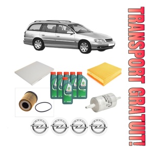 Set Pachet filtre revizie Bosch, 6 litrii ulei Castrol 10W40 OPEL OMEGA B Estate (V94) 3.2 V6 (F35, M35, P35) din 2001-2003, 4x Stickere auto cu OPEL
