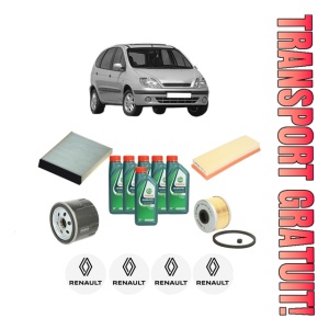 Set Pachet filtre revizie Bosch, 6 litrii ulei Castrol 10W40 RENAULT SCENIC I MPV (JA0/1_, FA0_) 1.9 dTi (JA1U) din 2001-2003, 4x Stickere auto cu RENAULT