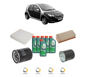 Set Pachet filtre revizie Bosch, 6 litrii ulei Castrol 10W40 SMART FORFOUR (454) 1.5 CDI (454.000) din 2004-2006, 4x Stickere auto cu SMART - Img 2