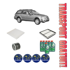 Set Pachet filtre revizie Bosch, 6 litrii ulei Castrol 10W40 SUBARU OUTBACK (BL, BP) 3.0 AWD (BPE) din 2003-2009, 4x Stickere auto cu SUBARU