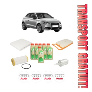 Set Pachet filtre revizie Bosch, 6 litrii ulei Castrol 5W30 AUDI A1 (8X1, 8XK) S1 quattro din 2014-2018, 4x Stickere auto cu AUDI