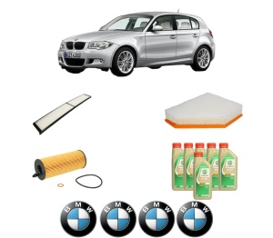 Set Pachet filtre revizie Bosch, 6 litrii ulei Castrol 5W30 BMW Seria 1 (E81) 116 d din 2008-2011, 4x Stickere auto cu BMW - Img 2