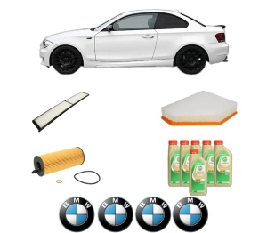 Set Pachet filtre revizie Bosch, 6 litrii ulei Castrol 5W30 BMW Seria 1 Coupe (E82) 118 d din 2009-2013, 4x Stickere auto cu BMW - Img 2