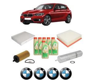 Set Pachet filtre revizie Bosch, 6 litrii ulei Castrol 5W30 BMW Seria 1 (F20) 114 d din 2012-2015, 4x Stickere auto cu BMW - Img 2