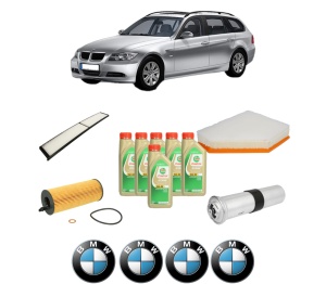 Set Pachet filtre revizie Bosch, 6 litrii ulei Castrol 5W30 BMW Seria 3 Touring (E91) 320 d din 2007-2010, 4x Stickere auto cu BMW - Img 2