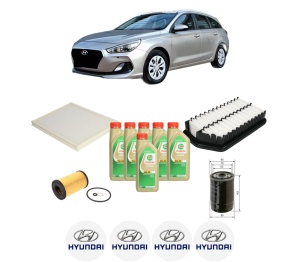 Set Pachet filtre revizie Bosch, 6 litrii ulei Castrol 5W30 HYUNDAI i30 Kombi Van (GDE, GD) 1.6 CRDI din 2015, 4x Stickere auto cu HYUNDAI - Img 2