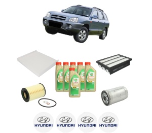 Set Pachet filtre revizie Bosch, 6 litrii ulei Castrol 5W30 HYUNDAI SANTA FÉ II SUV Van (CM) CRDi 4x4 din 2005-2011, 4x Stickere auto cu HYUNDAI - Img 2
