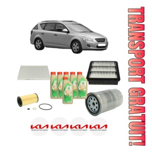 Set Pachet filtre revizie Bosch, 6 litrii ulei Castrol 5W30 KIA CEE'D SW (ED) 1.6 CRDi 90 din 2007-2012, 4x Stickere auto cu KIA