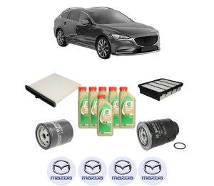 Set Pachet filtre revizie Bosch, 6 litrii ulei Castrol 5W30 MAZDA 6 Estate Van (GJ) 2.2 D din 2015-2016, 4x Stickere auto cu MAZDA - Img 2