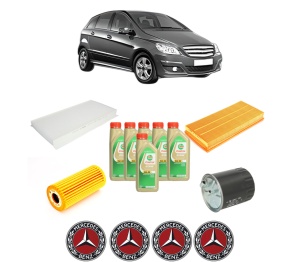 Set Pachet filtre revizie Bosch, 6 litrii ulei Castrol 5W30 MERCEDES-BENZ B-CLASS Sports Tourer (W245) B 200 CDI (245.208) din 2005-2011, 4x Stickere auto cu MERCEDES-BENZ - Img 2