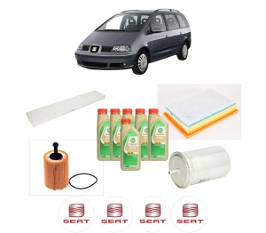 Set Pachet filtre revizie Bosch, 6 litrii ulei Castrol 5W30 SEAT ALHAMBRA (7V8, 7V9) 2.8 V6 din 2000-2010, 4x Stickere auto cu SEAT - Img 2