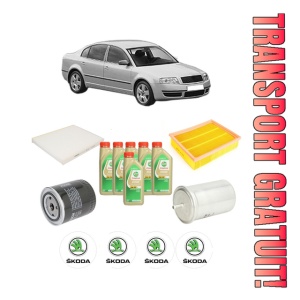 Set Pachet filtre revizie Bosch, 6 litrii ulei Castrol 5W30 SKODA SUPERB I (3U4) 2.8 V6 din 2002-2008, 4x Stickere auto cu SKODA